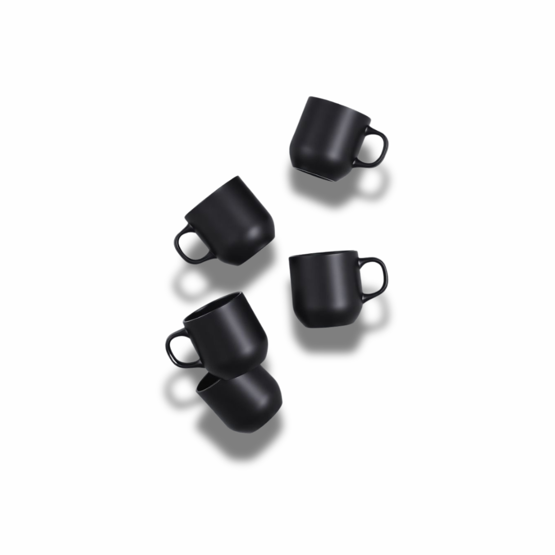 Black Ceramic Coffee Mugs (5pcs)